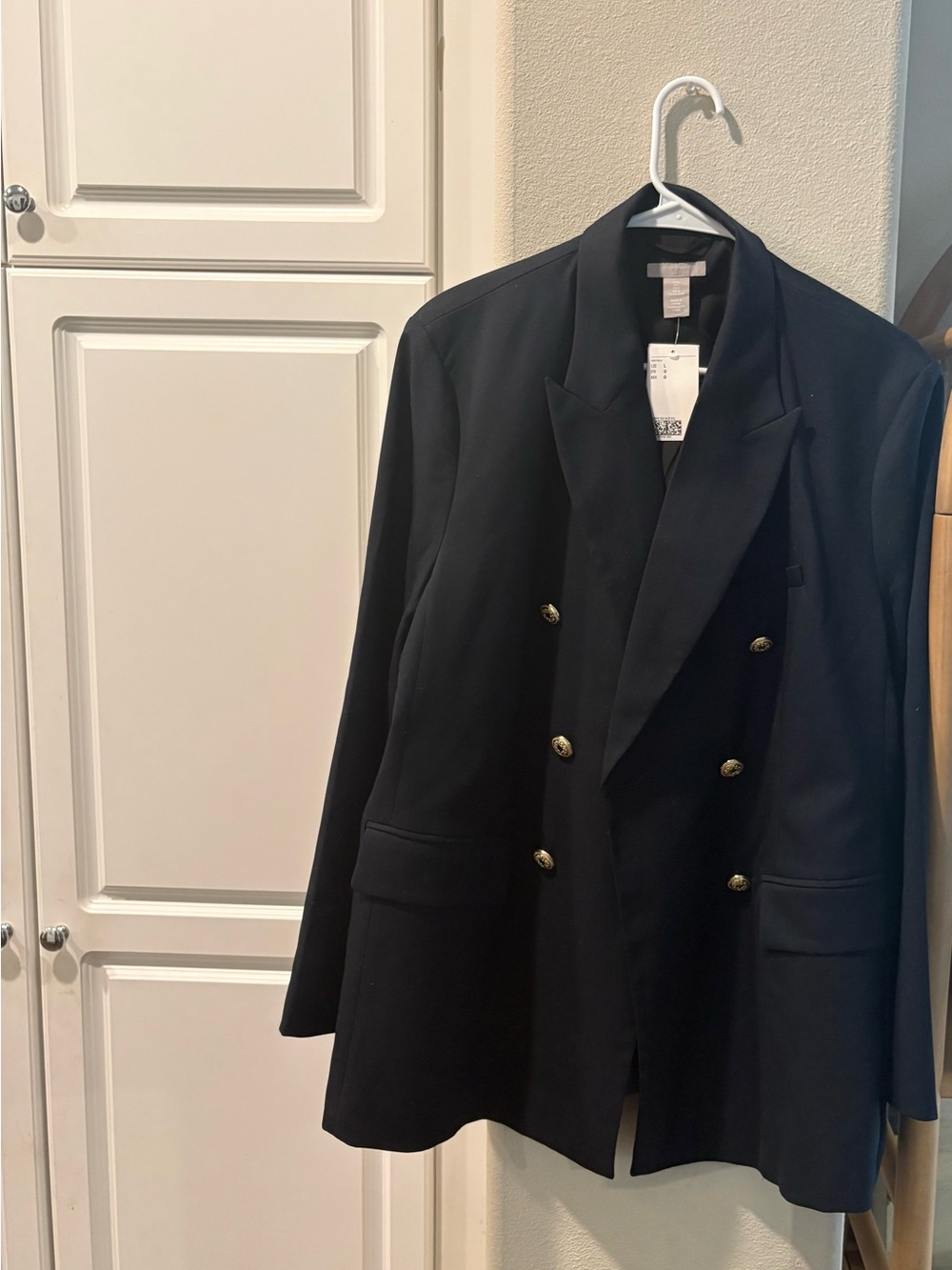 H&M women Double-Breasted dark blue Blazer Jacket